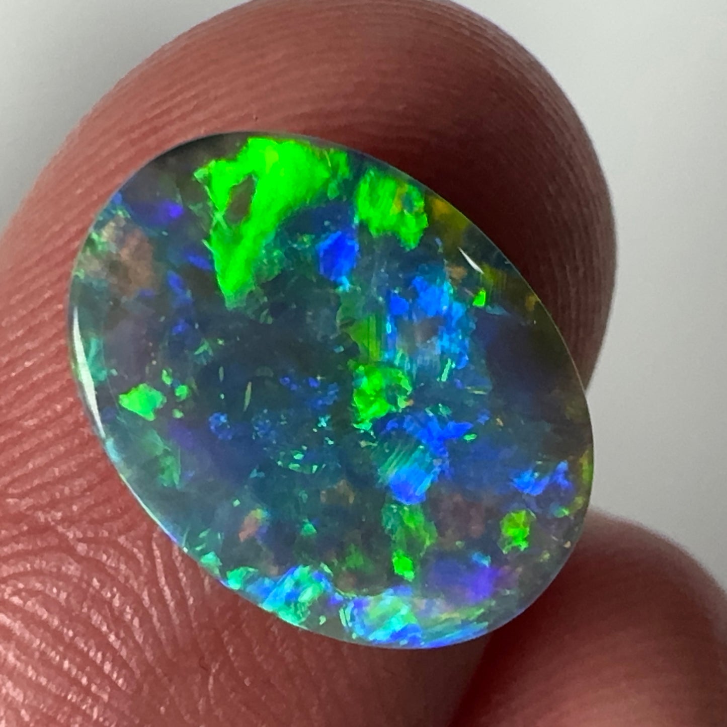 2.1ct Mintabie Bright Green and Blue Black Opal