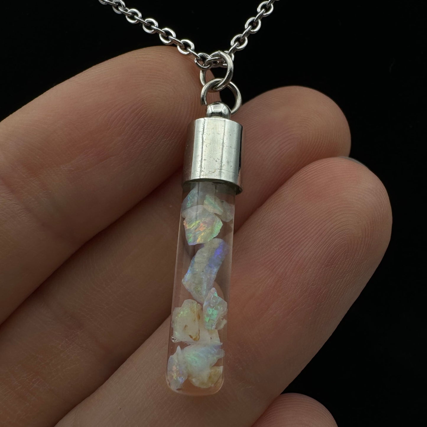Australian Opal Vial Necklace