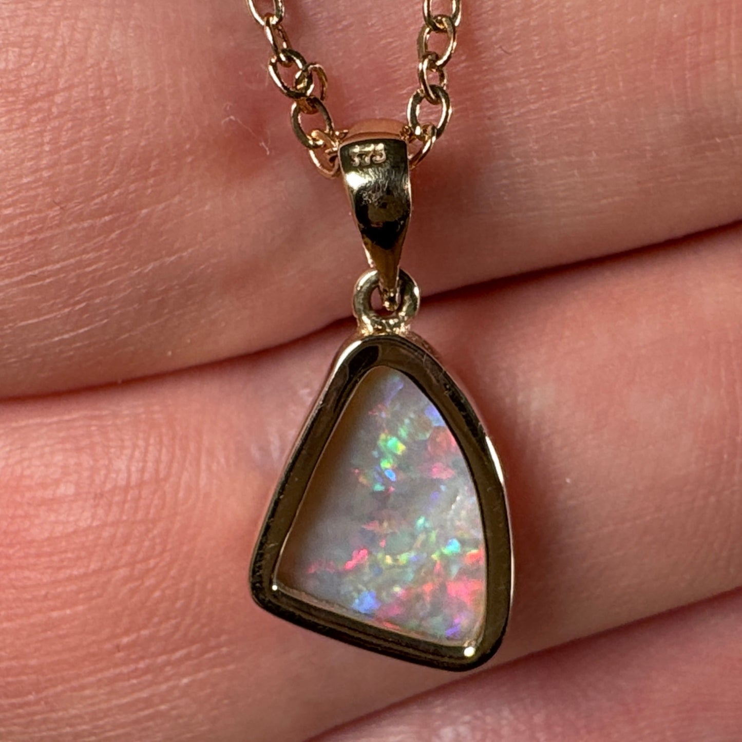 9k Gold Coober Pedy Triangular Opal Pendant
