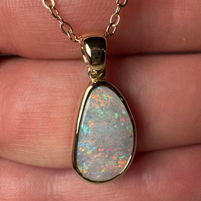 14k Gold Mintabie Opal Freeform Pendant
