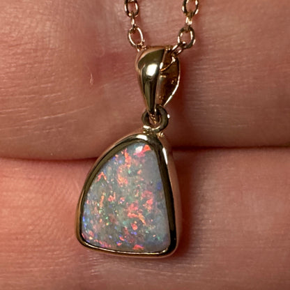 9k Gold Coober Pedy Triangular Opal Pendant