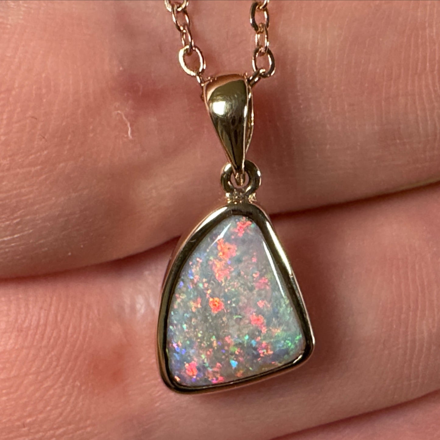 9k Gold Coober Pedy Triangular Opal Pendant