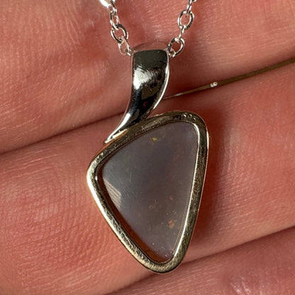 14k Gold Dark Crystal Opal Pendant - White Gold Bail
