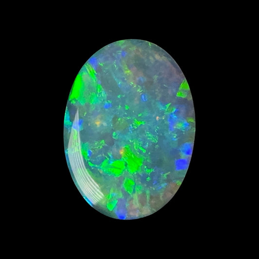 2.1ct Mintabie Bright Green and Blue Black Opal