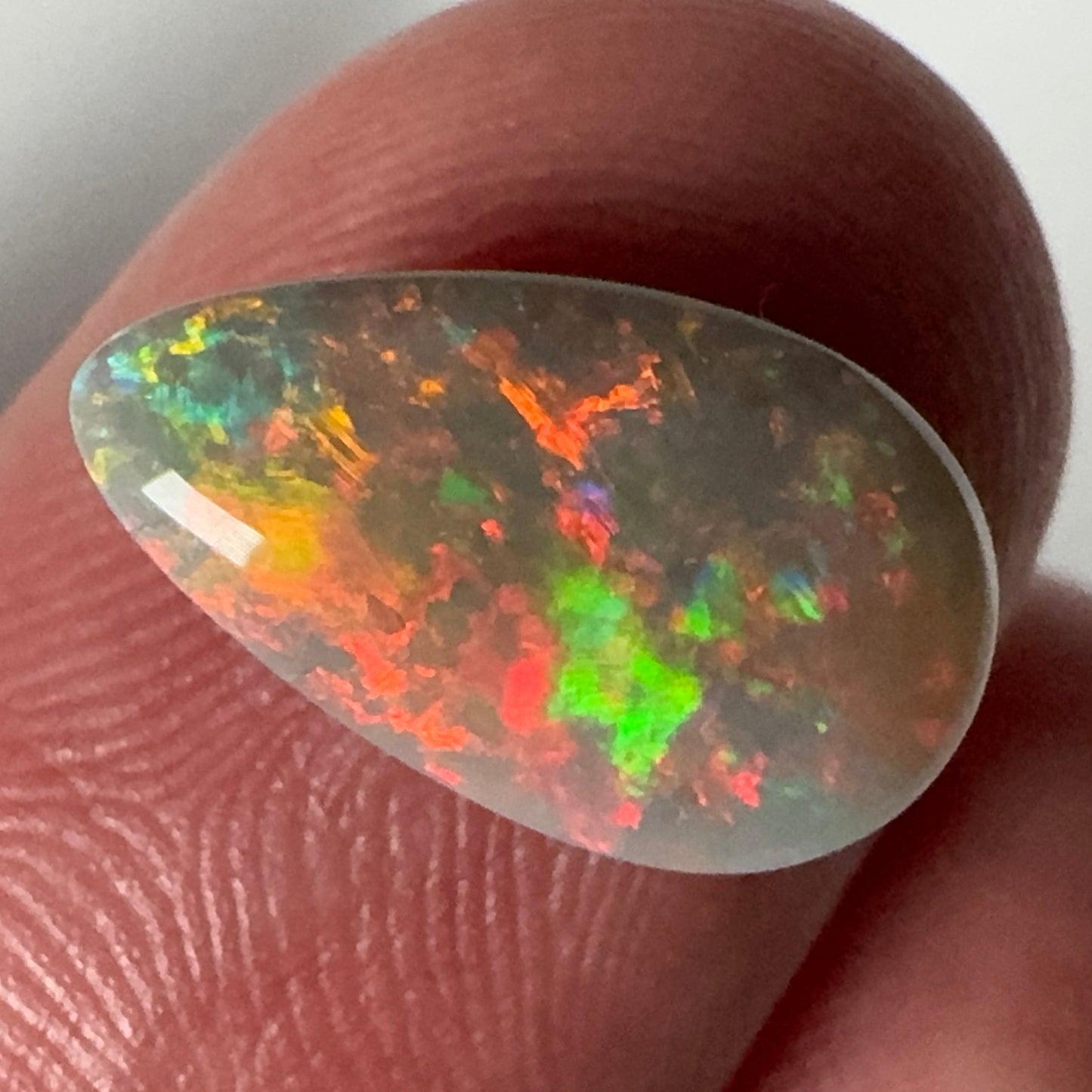 2.6ct Mintabie Semi-Black Red Teardrop Opal