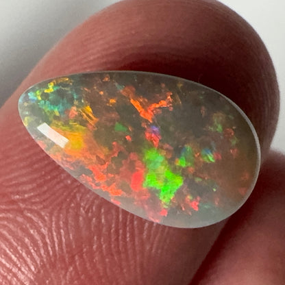 2.6ct Mintabie Semi-Black Red Teardrop Opal