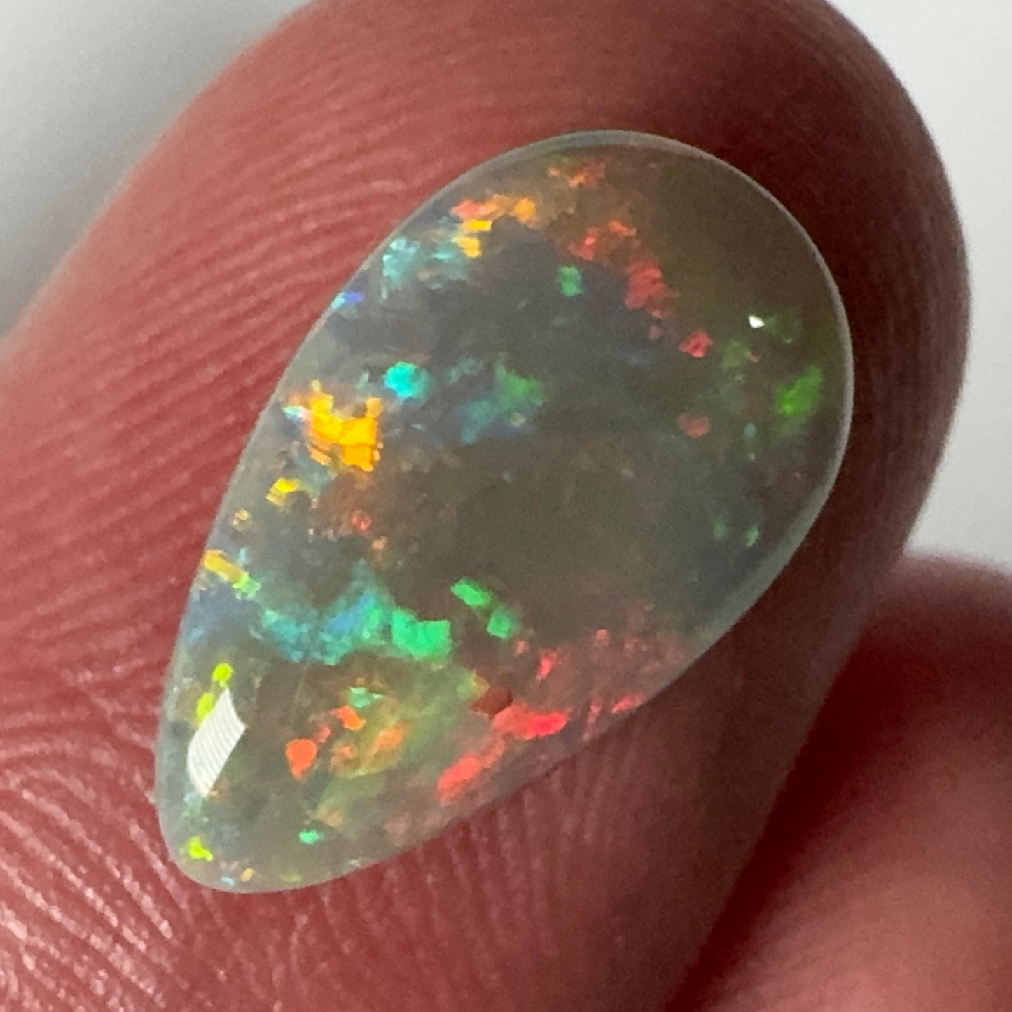 2.6ct Mintabie Semi-Black Red Teardrop Opal