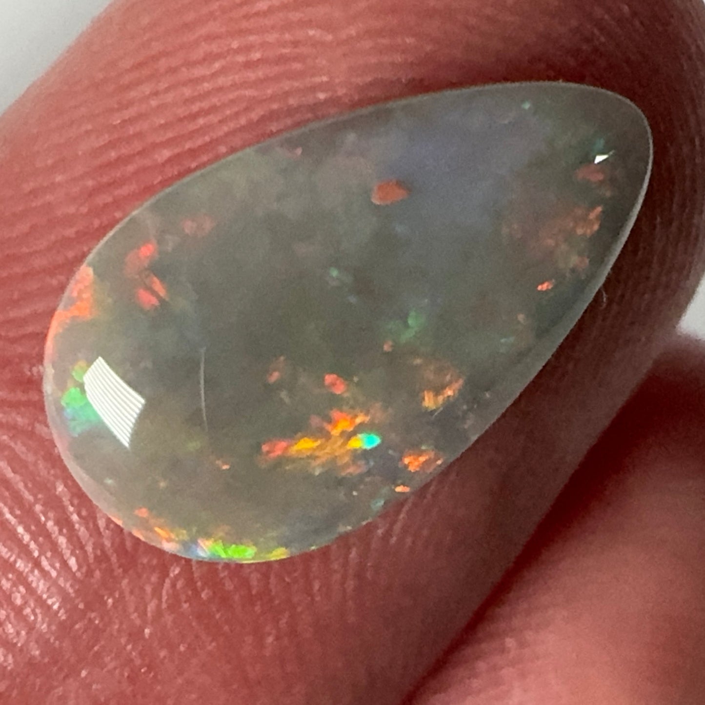 2.6ct Mintabie Semi-Black Red Teardrop Opal