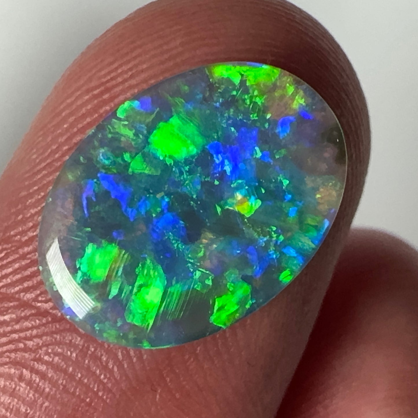 2.1ct Mintabie Bright Green and Blue Black Opal