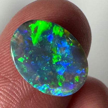 2.1ct Mintabie Bright Green and Blue Black Opal