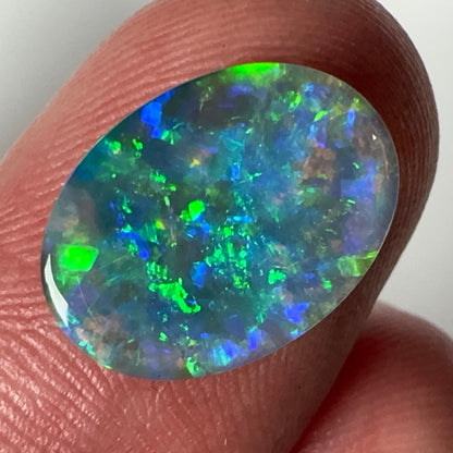 2.1ct Mintabie Bright Green and Blue Black Opal