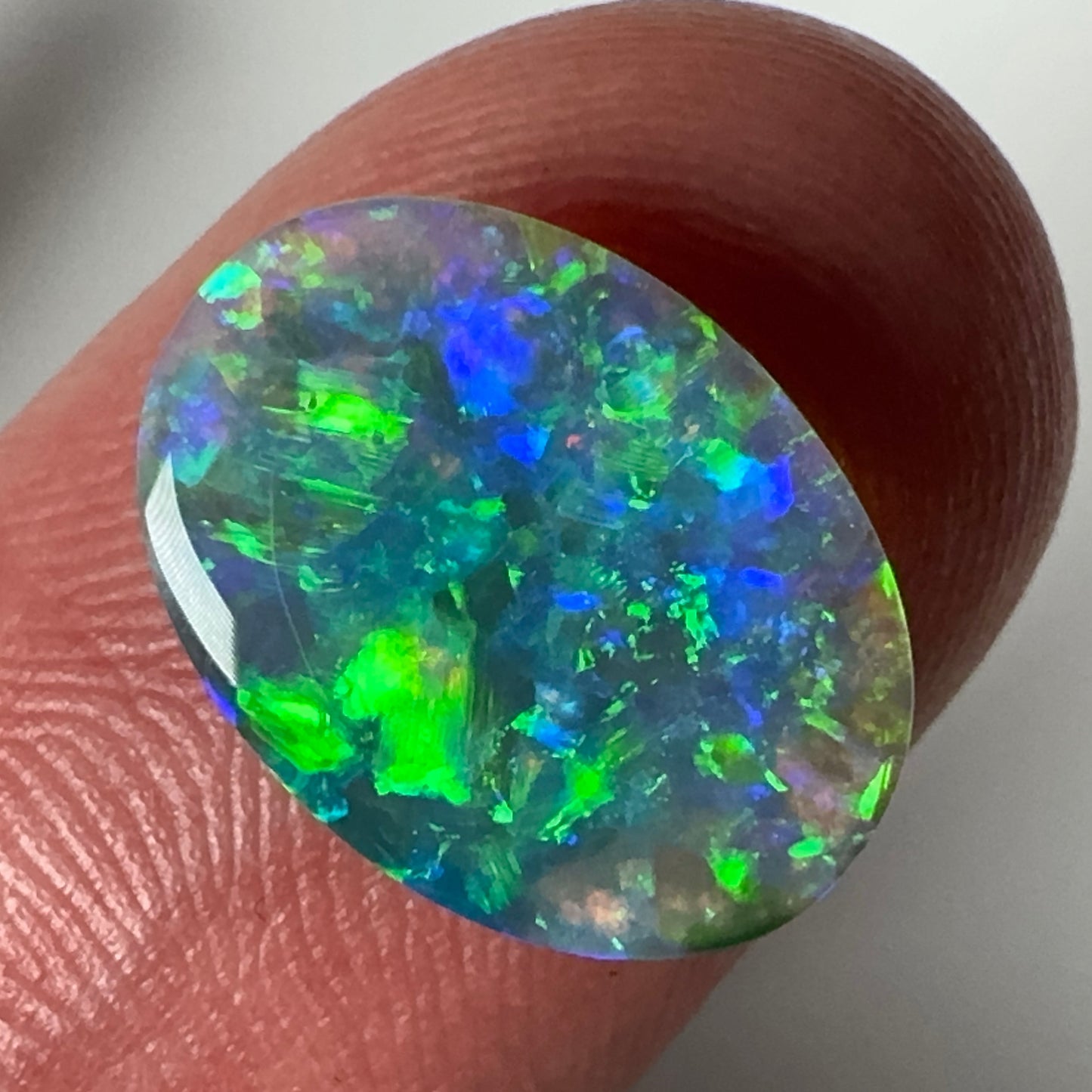 2.1ct Mintabie Bright Green and Blue Black Opal