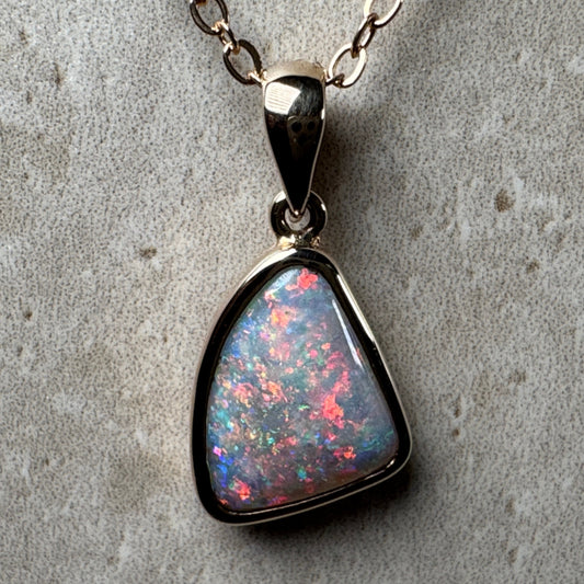 9k Gold Coober Pedy Triangular Opal Pendant