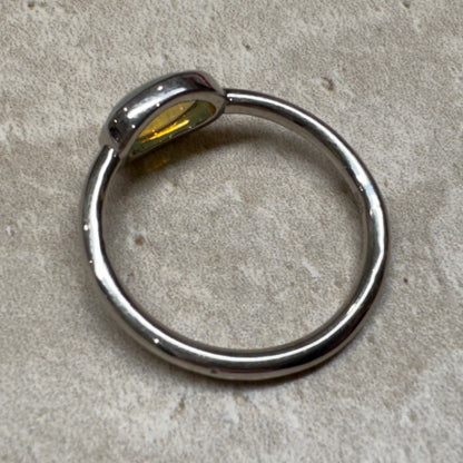 Silver Mintabie Blue/Green Crystal Opal Ring
