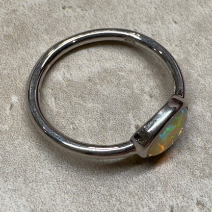 Silver Mintabie Blue/Green Crystal Opal Ring