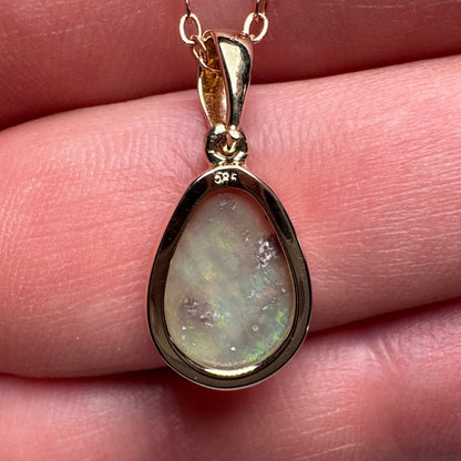 14k Gold Mintabie Teardrop Crystal Opal Pendant