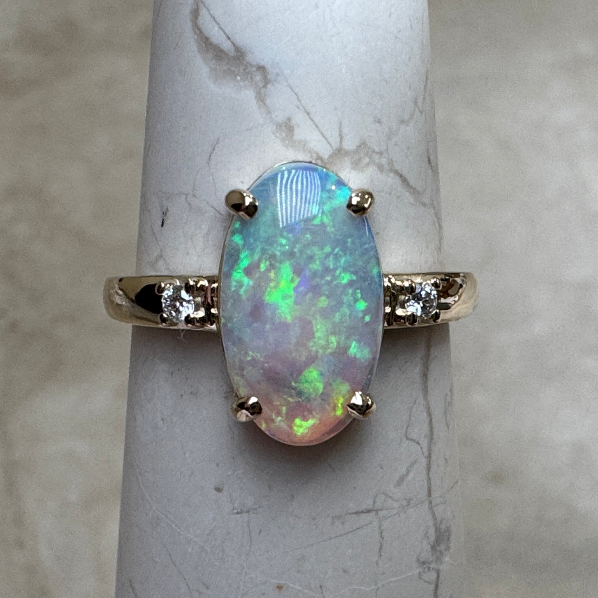 9K Gold Coober Pedy Claw Set Ring with Diamonds