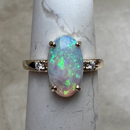 9K Gold Coober Pedy Claw Set Ring with Diamonds