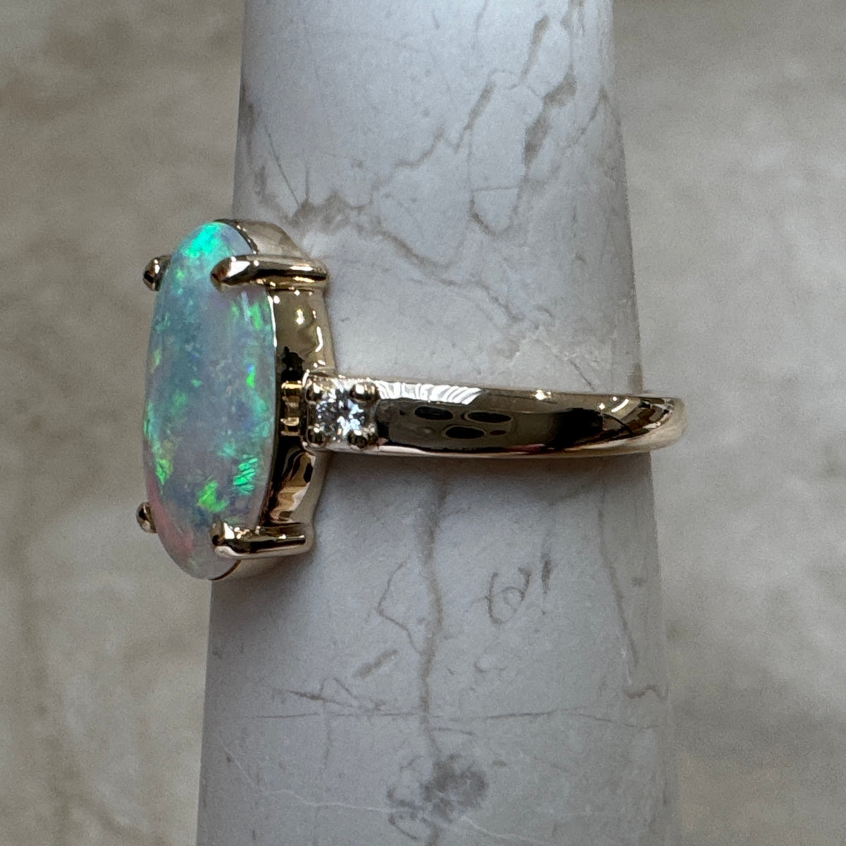 9K Gold Coober Pedy Claw Set Ring with Diamonds