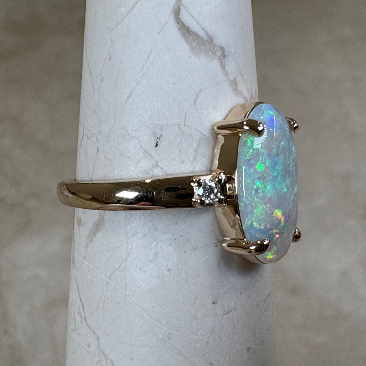 9K Gold Coober Pedy Claw Set Ring with Diamonds