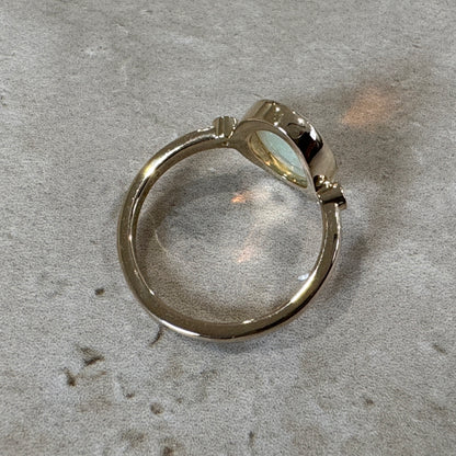 9K Gold Coober Pedy Crystal Opal Bezel Ring with Diamonds