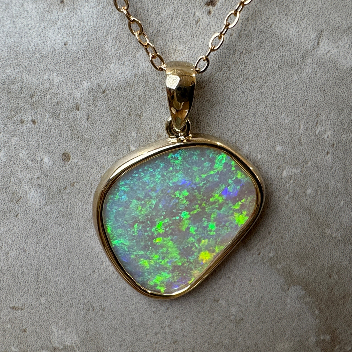 14k Mintabie Freeform Blue Green Pendant
