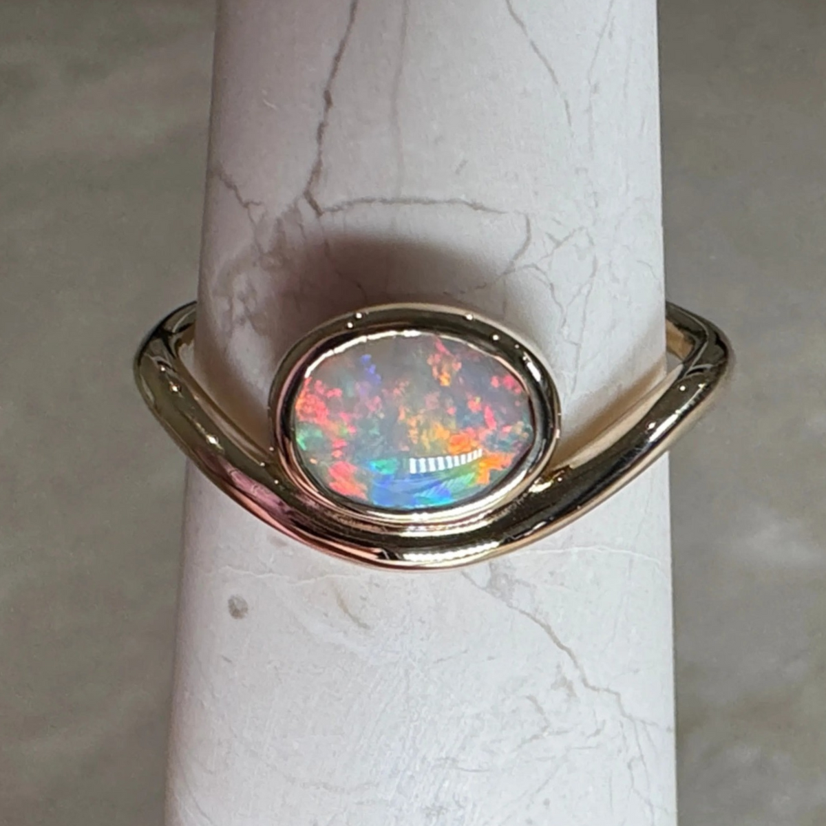 9K Gold Coober Pedy Red Opal Ring