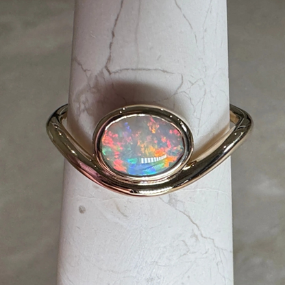 9K Gold Coober Pedy Red Opal Ring