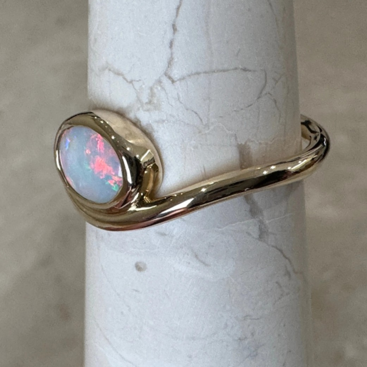 9K Gold Coober Pedy Red Opal Ring