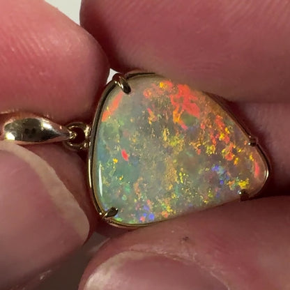14k Gold Crystal Freeform Fire Opal Pendant
