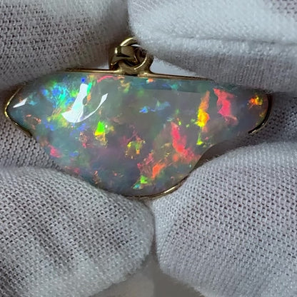 14k Gold Coober Pedy Shell Opal Pendant