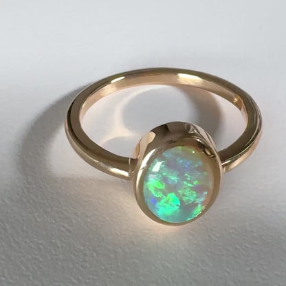 9k Gold Coober Pedy Crystal Opal Ring