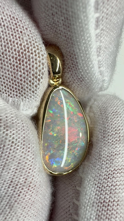 14k Gold Mintabie Opal Freeform Pendant
