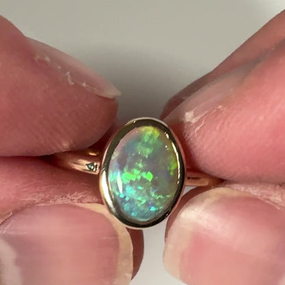 9k Gold Coober Pedy Crystal Opal Ring