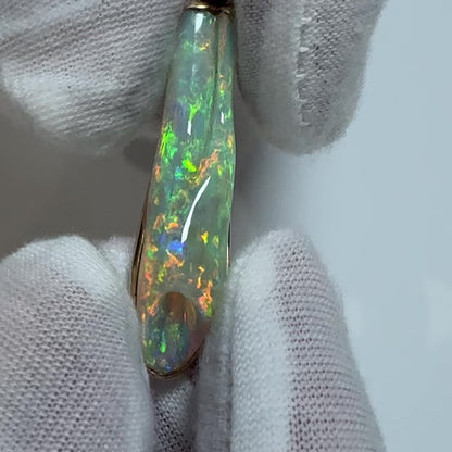 14k Gold Coober Pedy Belemnite Crystal Opal Pendant