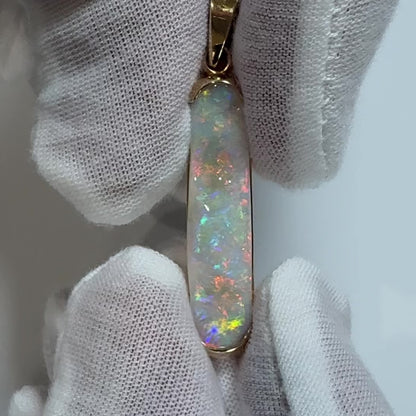 14k Gold Coober Pedy Half Bezel Opal Pendant