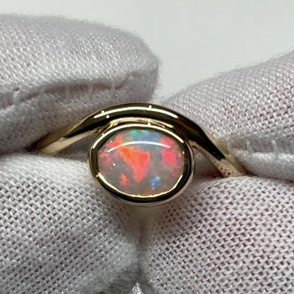 9K Gold Coober Pedy Red Opal Ring