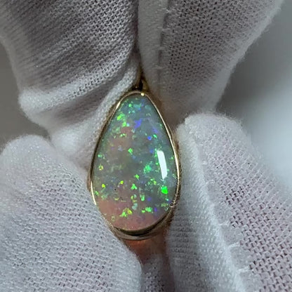14k Gold Mintabie Crystal Opal Teardrop Pendant
