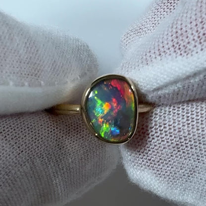 14k Gold Mintabie Black Opal Ring