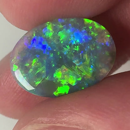 2.1ct Mintabie Bright Green and Blue Black Opal